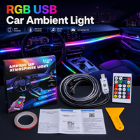 Kit d'éclairage d'ambiance intérieur de voiture RGBIC, contrôle par application, effet de défilement de couleurs, alimentation USB, ajustement universel pour tableau de bord et zone des pieds