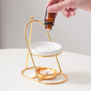 Décoration d'intérieur, porte-bougie en métal doré et noir romantique, brûleur à huile essentielle, diffuseur d'arômes, four à encens - Product Image 4