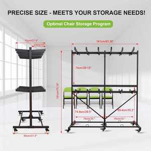 Gấp đôi Bàn và ghế lưu trữ giỏ hàng kim loại gấp ghế Rack hiển thị giữ 84 ghế - Product Image 2