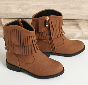 Bottines à franges en daim marron pour femmes, bottes d'hiver pour enfants, bottes d'hiver en cuir pour enfants - Product Image 2