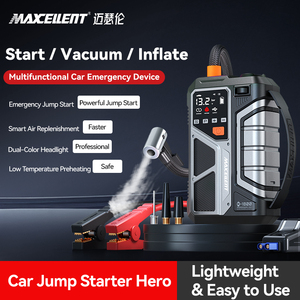 Arrancador de Coches/Camiones/Motocicletas Portátil Maxcellent, Batería de Litio Ferrofosfato de 12 V y 12800 mAh, Luz LED, Inflador de Neumáticos, Aspiradora - Product Image 3