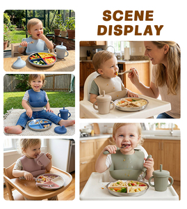 Ensemble de vaisselle pour bébé en silicone sans BPA <span class=keywords><strong>personnalisé</strong></span>, compatible lave-vaisselle, <span class=keywords><strong>assiette</strong></span> pour enfants en acier inoxydable avec ventouse puissante - Product Image 6