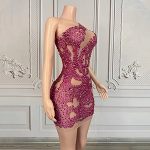 Sexy Beading Elegant Knee Length Dress - Women's Clothing