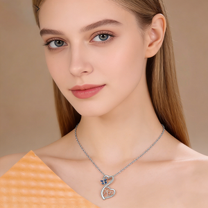 Collier pendentif papillon double cœur - chaîne polyvalente luxe léger, cadeau fête des mères, bijoux femme en gros - Product Image 2