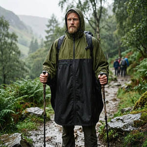 <span class=keywords><strong>Poncho</strong></span> <span class=keywords><strong>de</strong></span> <span class=keywords><strong>pluie</strong></span> imperméable, coupe-vent, respirant, léger, réutilisable et pliable pour adultes, randonnée, marche, camping - Product Image 5
