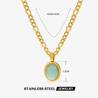 XIFEI moda personalizada Vintage geométrico acero inoxidable 18K chapado en oro conjunto piedras preciosas colgante collar