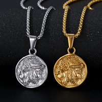 Mythologie Vintage Zeus Pendentif 20mm En Acier Inoxydable Hommes Pièce Ronde Grec Ancien Zeus Pendentif Collier