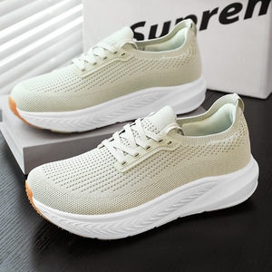 Zapatillas de deporte transpirables de punto para hombre, ligeras, con cordones, antideslizantes, suela gruesa, calzado deportivo informal diario - Product Image 5