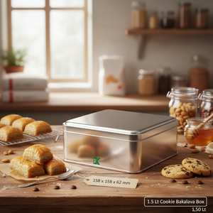 กระป๋องสี่เหลี่ยมสามารถ1.5กล่องคุกกี้ baklava 158x158x62มม. 1.50 LT - Product Image 3