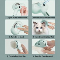 YR J-6 Peigne pour chat en plastique avec pulvérisateur anti-poils volants, outil de toilettage à bouton unique, manche ondulé, rechargeable, sans parfum