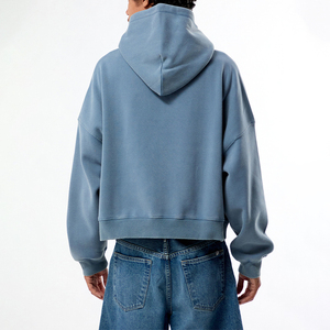 Sweat à capuche surdimensionné personnalisé KingSen pour homme en molleton de coton épais, avec logo patchwork à bords bruts et effet vieilli, style streetwear vintage, OEM - Product Image 5