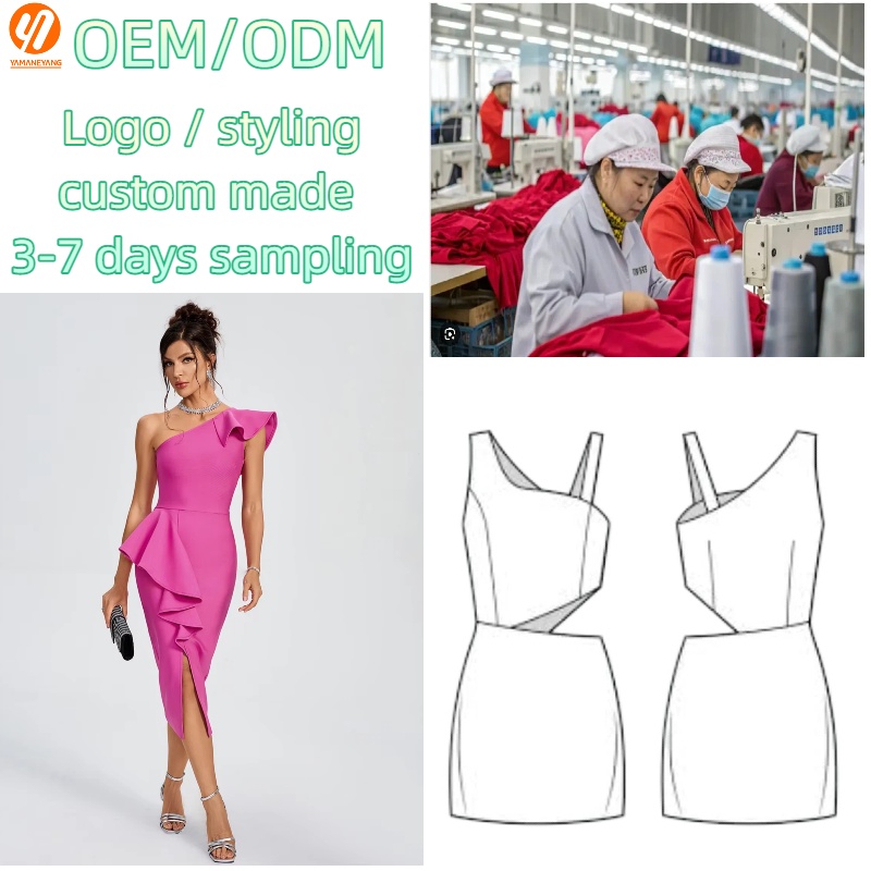 birthday dress for women one day delivery Maya One Shoulder Organza Bodycon Mini Dress • Shop American Threads Women's Trendy Online Boutique Pink / S main image 1