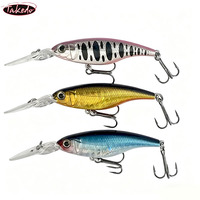 Leurre de pêche flottant TAKEDO 80MM 4.5G pour la pêche au bar en mer, leurre minnow à longue queue pour plongée profonde avec hameçons triples