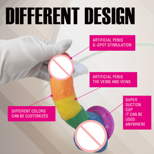 Sexbay 大型橡胶彩虹软质果冻女性用假阳具吸盘肛门逼真阴茎男性和女同性恋用假阳具 G 点性玩具 - Product Image 3