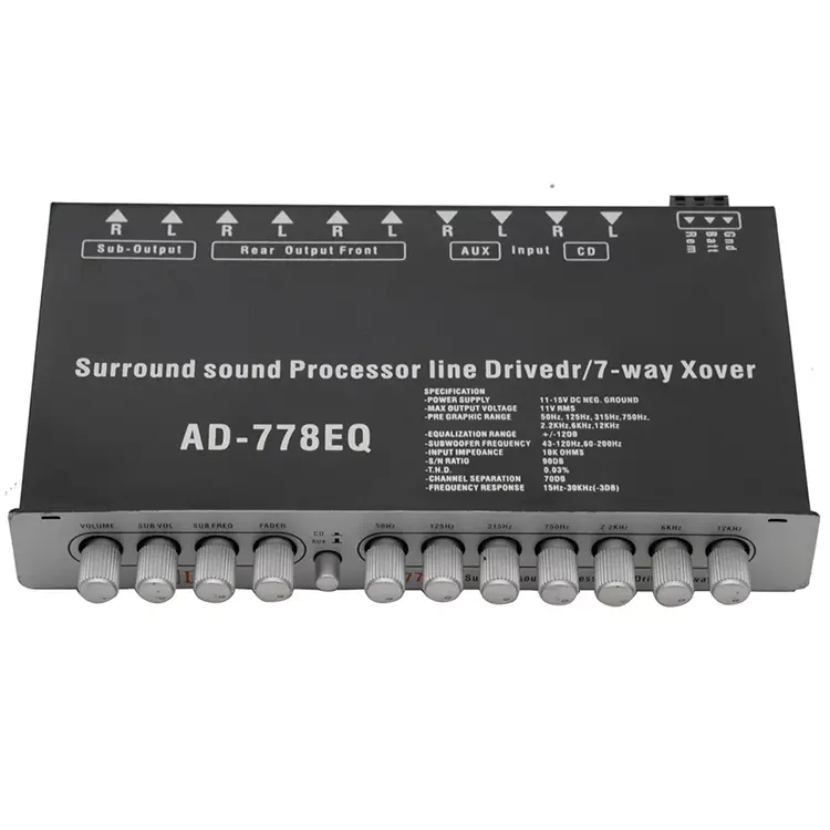 ECUALIZADOR DE 7 bandas RMS 11V para coche, sistema de Audio, alta calidad, precio barato