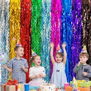 Rideau à franges en feuille de métal brillant pour décorations de fête d'<span class=keywords><strong>anniversaire</strong></span>, de Noël, d'Halloween et du Nouvel An - Couleur personnalisable - Product Image 1