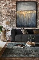Arte Mural Enmarcado Gold Horizon, Pintura Abstracta en Lienzo Gris Texturizado, Decoración de Sala de Estar, Texturizada en 3D, Hecha a Mano con Óleo