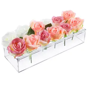 Rectangular Floral Centerpiece for Dining Table 12 Inch Long Rectangle Decorative Modern Vase for Weddings Home Decor
