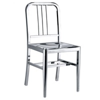 Chaise de salle à manger pliable en acier inoxydable rembourrée, moderne, imperméable, facile à nettoyer, pour hôtel, restaurant, extérieur, en métal