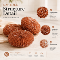 Estropajo de Cocina de Alambre de Acero Recubierto de Cobre con Múltiples Opciones de Peso, Estropajo Resistente para Ollas y Sartenes, Eliminador de Manchas Difíciles