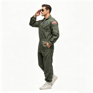 Disfraz de Piloto de <span class=keywords><strong>Top</strong></span> <span class=keywords><strong>Gun</strong></span> para Adultos, Traje de Piloto de Combate Verde Oliva con Parches, Disfraz de <span class=keywords><strong>Cosplay</strong></span> para Fiesta de Halloween - Product Image 6