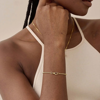 Bracelet tendance en argent sterling 925 plaqué or avec perles boule et pierres de naissance, pendentif DIY pour femme - Cadeau charmant