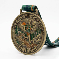 Wholesale 3D Embossed Soft Enamel Antique Finish Zinc Alloy Sports Award Medal for Extreme Trail Running Events