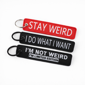 Porte-clés tissé double face OEM/ODM avec logo personnalisé pour voiture, étiquette de marque, style jet d'aviation - Product Image 3