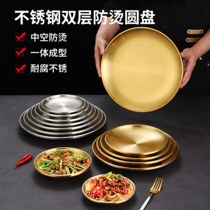 Stainless Steel Round Plate 15-15.9cm Gold Coated Dish For Hotel Food Commercial Use - Product Image 3