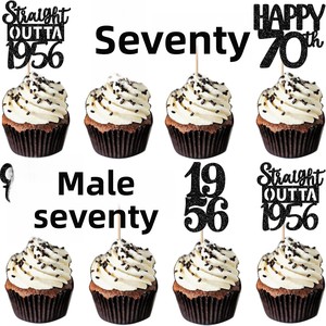 Décorations de gâteau Joyeux <span class=keywords><strong>Anniversaire</strong></span> pour 30e et 50e Anniversaires et Anniversaires de Mariage - Décorations de Fête avec Textes et Slogans Imprimés Joyeux 30e <span class=keywords><strong>Anniversaire</strong></span> Straight Outta - Product Image 2