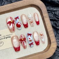 Faux ongles français réutilisables à presser, motif ciel étoilé transparent de Noël, 5,0 cm de longueur, forme carrée/en C/en tube