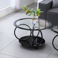 Table basse ovale simple en verre trempé moderne à cinq anneaux, durable, pour petit salon familial ou location
