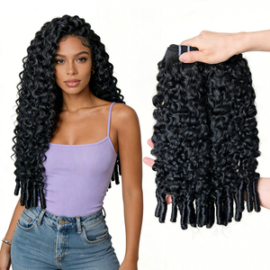 Extensions de cheveux humains bouclés espagnols 18, 20, 22, 24 pouces, densité 180%, 100% cheveux vierges brésiliens non traités, pose rapide, noir naturel - Product Image 1