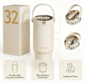 32oz Tumbler Personalisierung Edelstahl Doppelwandiger Isolierbecher mit Lebensmittelechtem Silikon Weichem Strohhalm für Büro 24h Kalt - Product Image 3