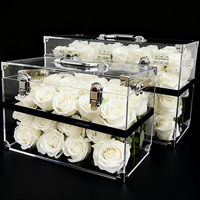 Boîte Cadeau en Acrylique pour Fleurs Éternelles Préservées, Décoration de Table pour Salon et Maison, Idéale pour un Déménagement
