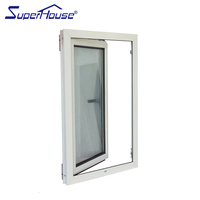 Elegante Ventana Abatible y Giratoria de Aluminio Blanco Moderno, Aspecto Sencillo y Lujoso con Manija Resistente
