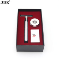 Kit de Rasoir de Sécurité à Double Lame en Alliage d'Aluminium Usiné CNC pour un Rasage Lisse, avec Support et 5 Lames, Coffret Cadeau pour Hommes pour Rasage Humide