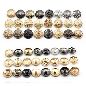 Zinc Alloy Gold Embossed Sewing Accessory Garment Accessories Embossed Metal Shank Button
