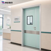 Portes pour hôpital, portes battantes médicales à simple ou double battant, porte en acier pour salle de consultation hospitalière avec panneau de vision carré