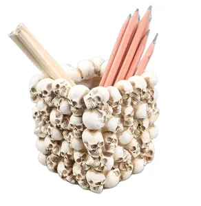 Creatieve Skelet Pen Container Voor Tafel Make-Up Pen Sieraden Opslag Emmer Hars Handwerk