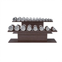 Support double pour haltères en chêne rouge robuste, rangement stratifié scientifique, gain de place pour équipement de fitness à domicile, haltères