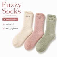 Chaussettes personnalisées d'hiver épaisses, chaudes, douces et moelleuses en tricot écologique Spandex/Polyester avec design de revers pour femmes, usage quotidien