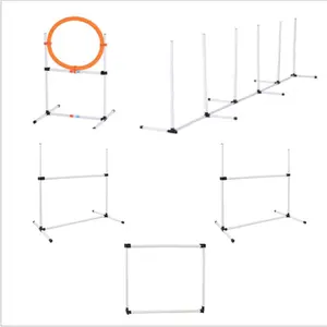 狗户外训练器材跳高、箍和杆三件狗隧道宠物训练套件箍架敏捷器材