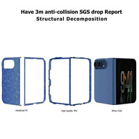 Vente en gros de nouveaux étuis transparents bleu foncé avec paillettes pour Apple iPhone Duo Fold, étuis de téléphone portable de haute qualité résistants aux chocs