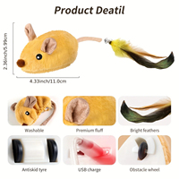Jouet pour chat intelligent, automatique, électrique, en peluche, de luxe, moderne, en forme de souris réaliste, rechargeable par USB, avec simulation de mouvement, de poursuite et d'éclat lumineux
