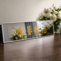 Miroir à cadre en aluminium, dos en acier inoxydable, logo décoratif suspendu, miroir d'intérieur pour magasin, plaque publicitaire promotionnelle