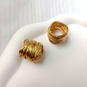 French <strong>Paris</strong> Heavy Weave Line Copper Electroplated Luxury Palace Style Retro Baroque Vintage Unisex Geometric Shape <strong>Ring</strong> <strong>Light</strong> - Product Image 1