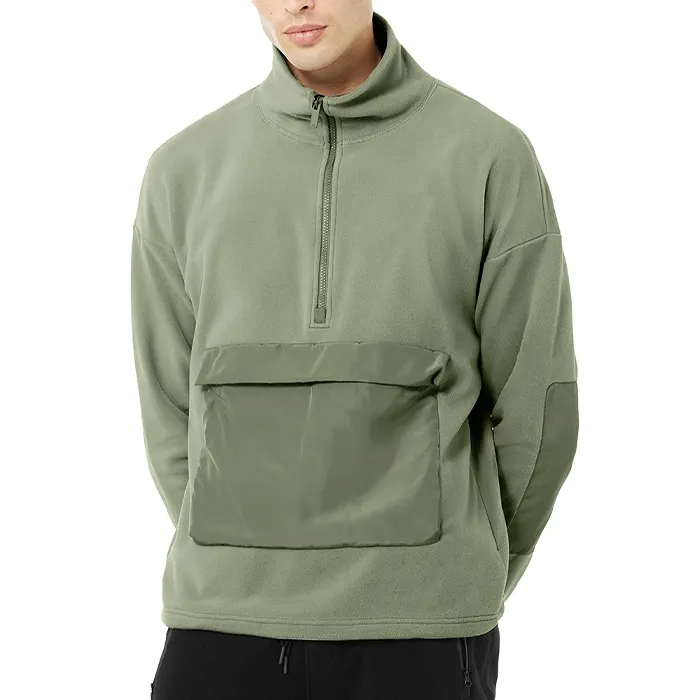 Polar Polar kazak 1/2 Zip kazak Mens kış sıcak Jumper ve yırtılmaz cepler