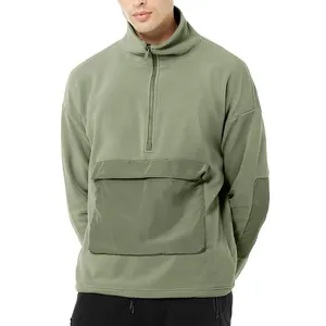 Polar fleece Pullover 1/2 Zip Pullover Mens Winter Warm Jumper And ripstop Pockets