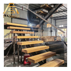 <span class=keywords><strong>Escalier</strong></span> droit à poutre centrale en pierre de quartz pour appartement moderne avec garde-corps en verre <span class=keywords><strong>ou</strong></span> en acier inoxydable - Product Image 1